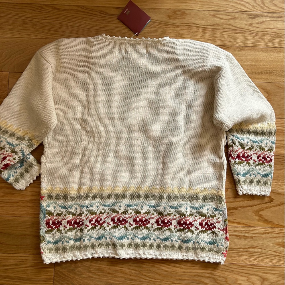 Tiara Women's Floral Knit Sweater - Cream with Multicolor Accents - Picture 2 of 5